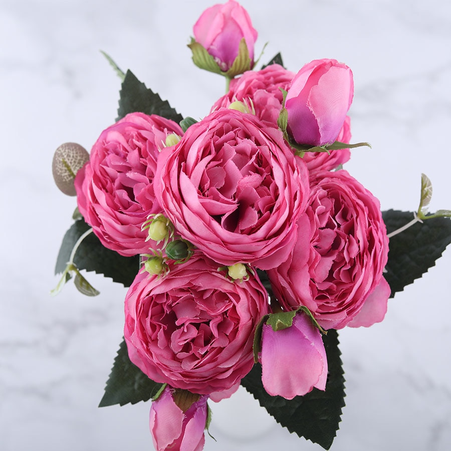 Pink Peony and Rose Home Decor Artificial Flowers Bouquet Artificial & Dried Flowers Home & Garden Color : Purple|Pink|White|Hot Pink|Blue|Pink Mix|Yellow 