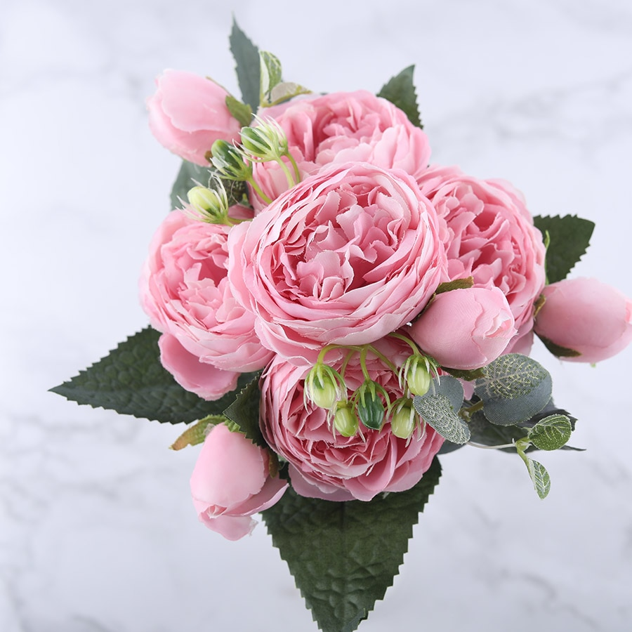Pink Peony and Rose Home Decor Artificial Flowers Bouquet Artificial & Dried Flowers Home & Garden Color : Purple|Pink|White|Hot Pink|Blue|Pink Mix|Yellow 