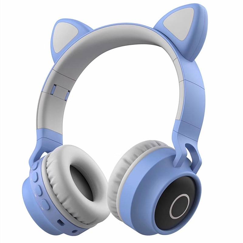 Cat Ears Wireless Bluetooth 5.0 Headset Consumer Electronics Earphones & Headphones Color : Blue|Purple|Pink|Sky Blue|Pink / Gray 