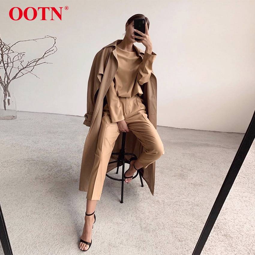 Neutral Casual Set Pants & Shorts Suits Suits & Sets Women's Clothing & Accessories Type : Khaki Blouse|Brown Pants|Khaki Pants|Brown Blouse 