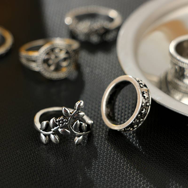 Women's Boho Ring 9 pcs Set Rings Women Jewelry Color : Silver 