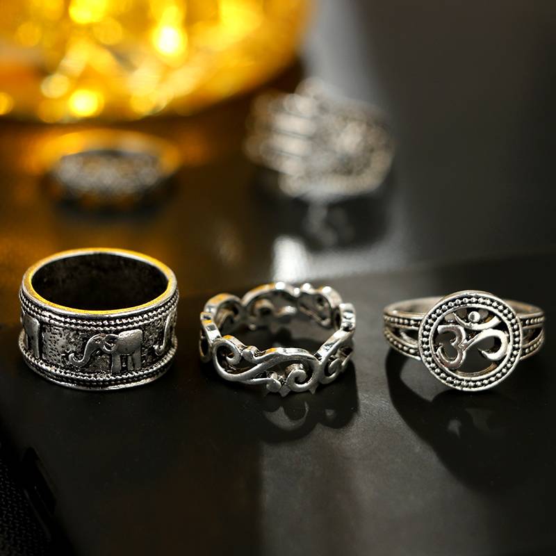 Women's Boho Ring 9 pcs Set Rings Women Jewelry Color : Silver 