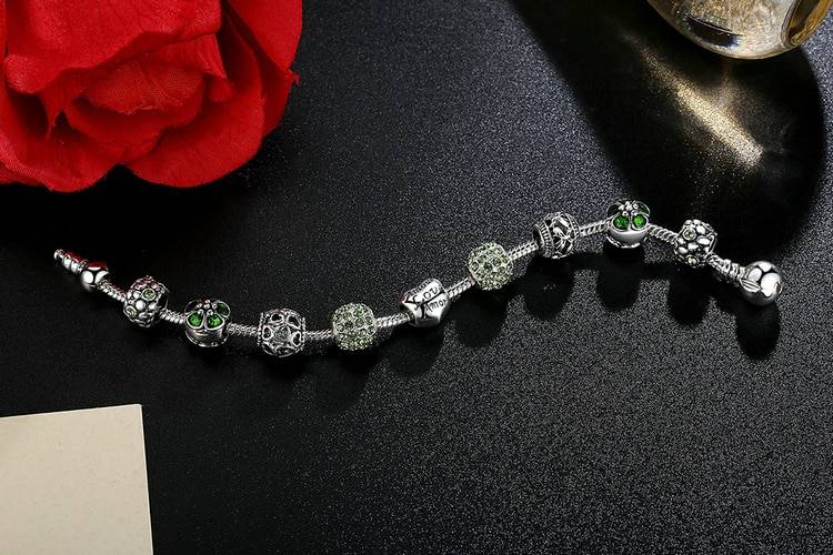 Women's Elegant Silver Beaded Bracelet Bracelets & Bangles Women Jewelry Metal Color : 1|2|3|4 