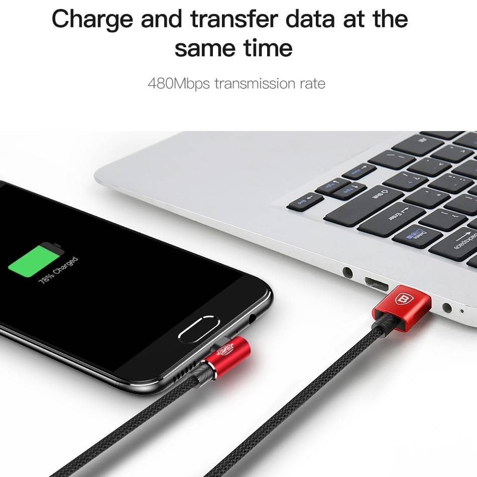 Elbow Design Reversible Micro USB Cable Charger Mobile Phone Accessories Mobile Phone Cables Smartphones Color : Black|Blue|Red 