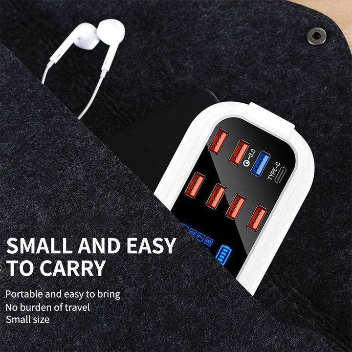 8 Ports Quick USB Charger 3.0 Led Display Phone Accessories Type : EU Plug|US Plug|AU Plug|UK Plug 