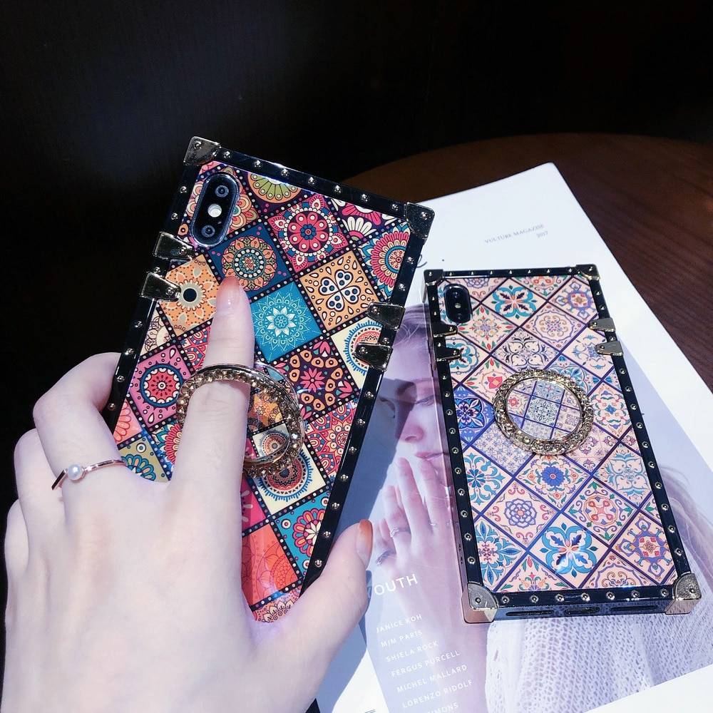 Bohemian Retro Crystal Bracket Phone Case for iPhone Phone Accessories Model : For iPhone 11|For iPhone 11 Pro|For iPhone 11 Pro Max|For iPhone Xr|For iPhone XS Max|For iPhone X XS|For iPhone 7 8 Plus|For iPhone 7 8|For iPhone 6S|For iPhone 6S Plus 