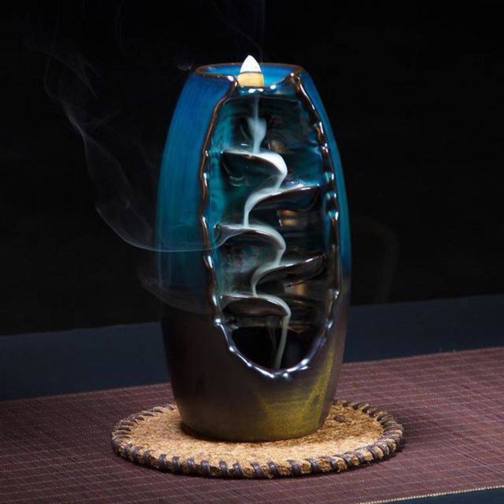 Mountain River Handicraft Incense Holder Home Goods Color : Blue|Brown 