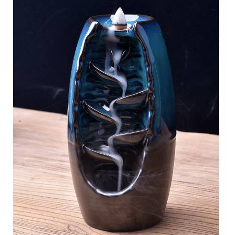 Mountain River Handicraft Incense Holder Home Goods Color : Blue|Brown 